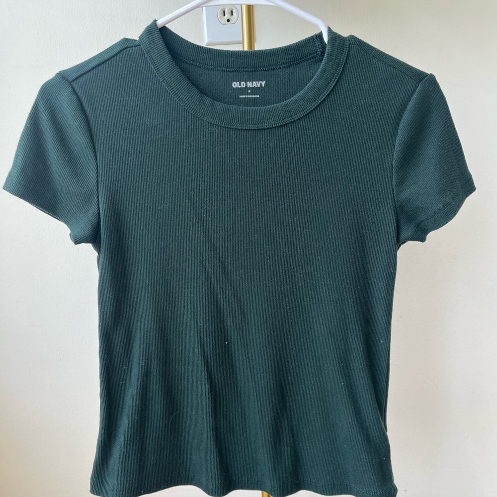 Old Navy Green Fitted Ribbed T-Shirt